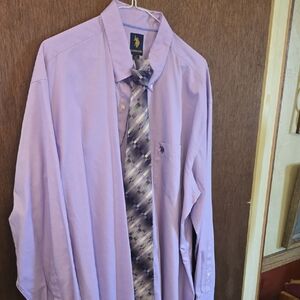 Polo by Ralph Lauren Lavender Dress Shirt with Coordinating Purple Plaid Tie